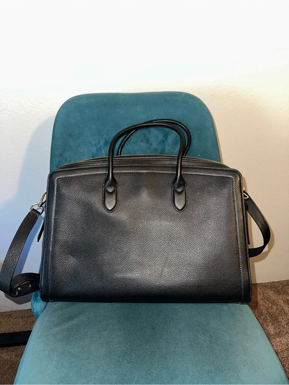 kate spade Black Pebbled Leather Laptop Tote
